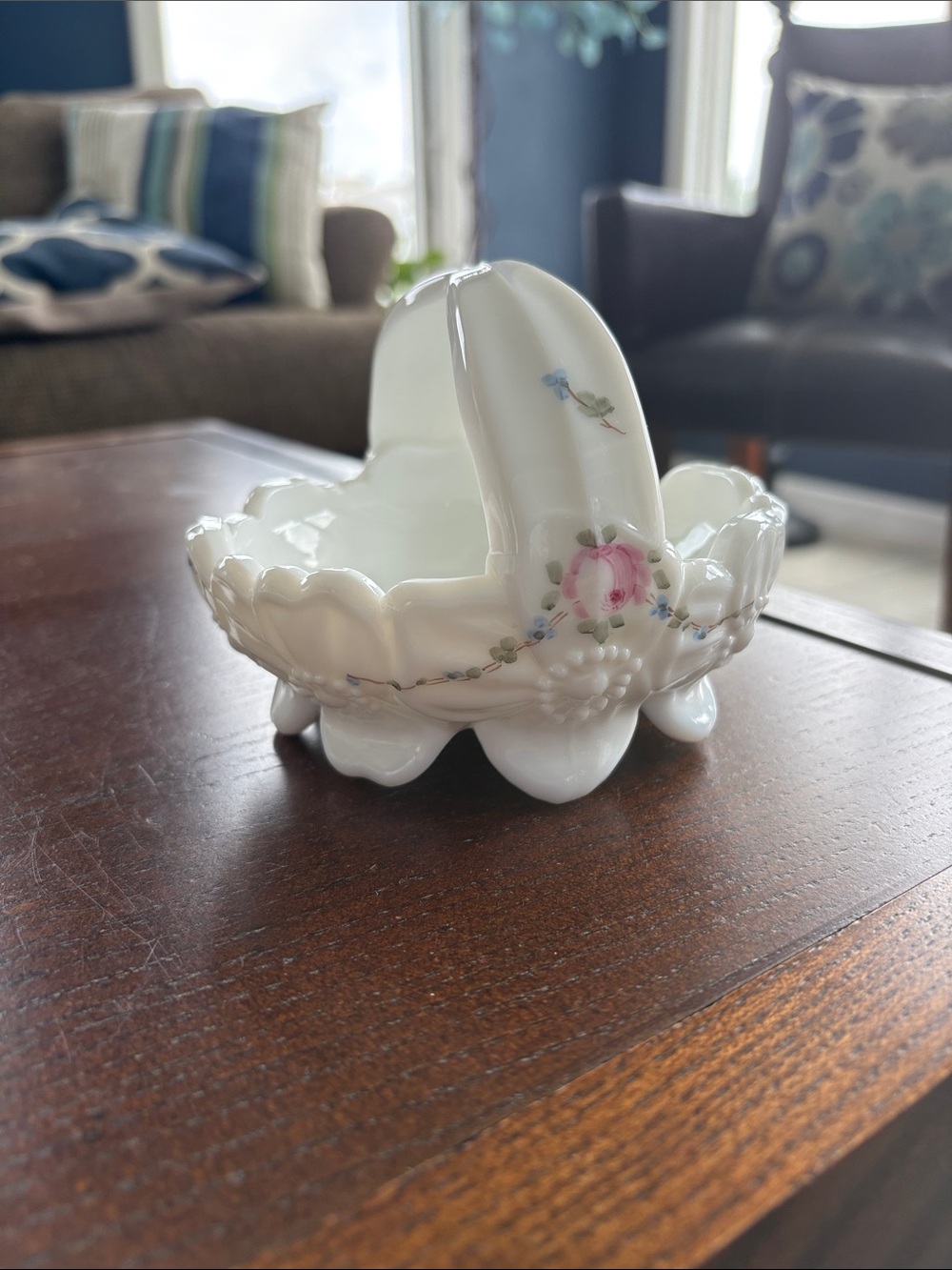 Westmoreland Milk Glass Pansy Basket